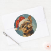 Yorkshire Terrier Christmas Runder Aufkleber (Umschlag)