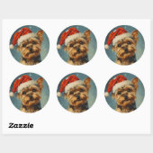 Yorkshire Terrier Christmas Runder Aufkleber (Blatt)