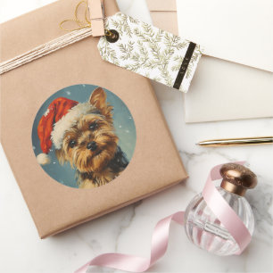 Yorkshire Terrier Christmas Runder Aufkleber