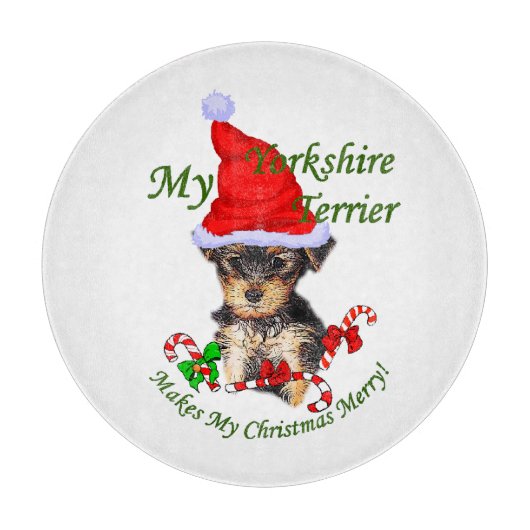 Yorkshire Terrier Christmas Schneidebrett (Vorderseite)