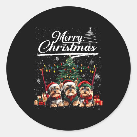 Yorkshire Terrier Christmas Tree Decorations Dog L Runder Aufkleber (Vorderseite)