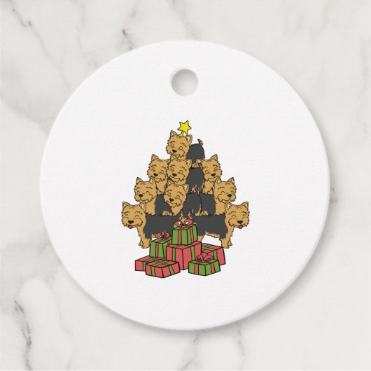 Yorkshire Terrier Christmas Tree Geschenkanhänger (Vorderseite)