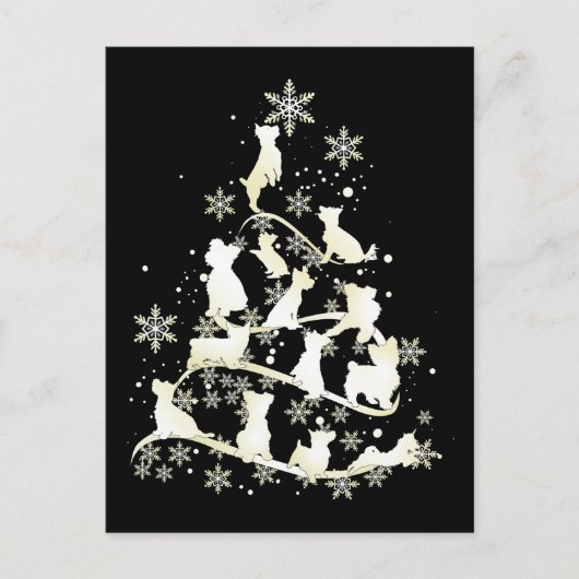 Yorkshire Terrier Christmas Tree Happy Xmas Postkarte (Vorderseite)