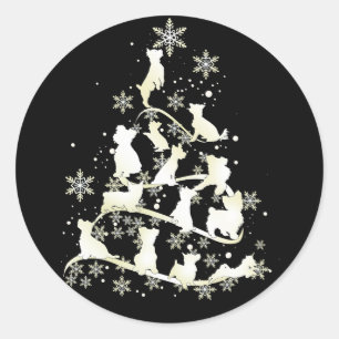 Yorkshire Terrier Christmas Tree Happy Xmas Runder Aufkleber