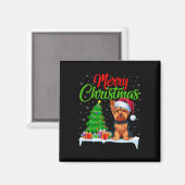 Yorkshire Terrier Christmas Tree Lights Funny Xmas Magnet (Vorderseite/Rückseite)