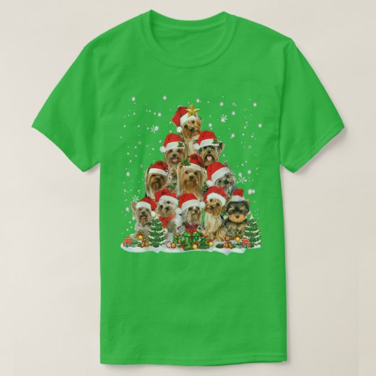 YorkShire Terrier Christmas Tree Santa Ugly Sweate T-Shirt (Design vorne)