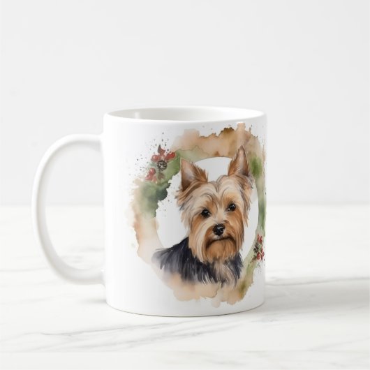 Yorkshire Terrier Christmas Wreath Festivals Kaffeetasse (Links)