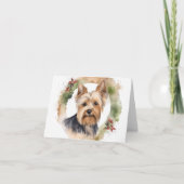 Yorkshire Terrier Christmas Wreath Festivals Karte (Vorderseite)