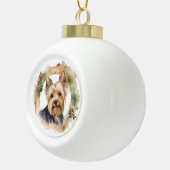 Yorkshire Terrier Christmas Wreath Festivals Keramik Kugel-Ornament (Rechts)