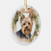 Yorkshire Terrier Christmas Wreath Festivals Keramik Ornament (Rechts)