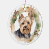 Yorkshire Terrier Christmas Wreath Festivals Keramik Ornament (Links)