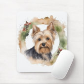 Yorkshire Terrier Christmas Wreath Festivals Mousepad (Mit Mouse)