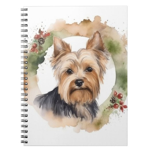 Yorkshire Terrier Christmas Wreath Festivals Notizblock (Vorderseite)