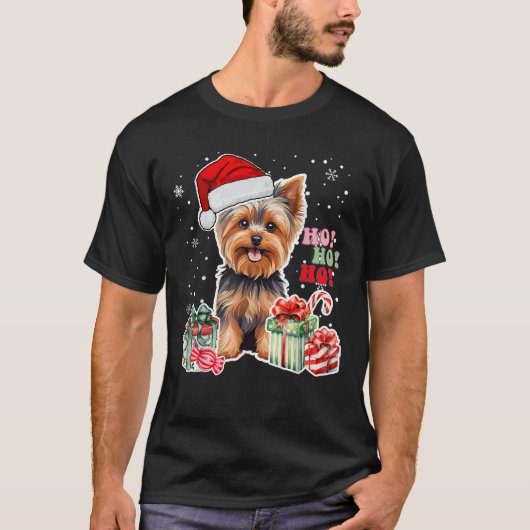 Yorkshire Terrier Christmas Yorkie Xmas Dog Santa T-Shirt (Vorderseite)