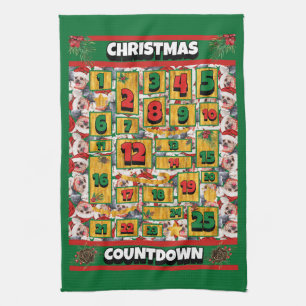 Yorkshire Terrier Countdown Weihnachten Advent Hun Geschirrtuch
