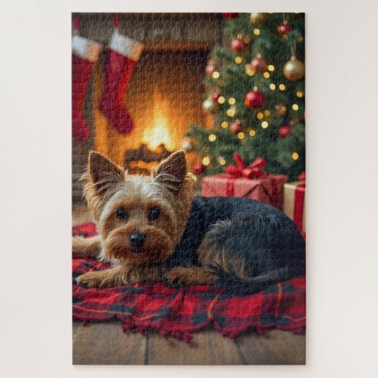 Yorkshire Terrier Cozy Christmas Evening Painting Puzzle (Vertikal)