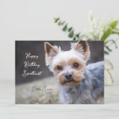 Yorkshire Terrier Custom Birthday Card Karte (Stehend Vorderseite)