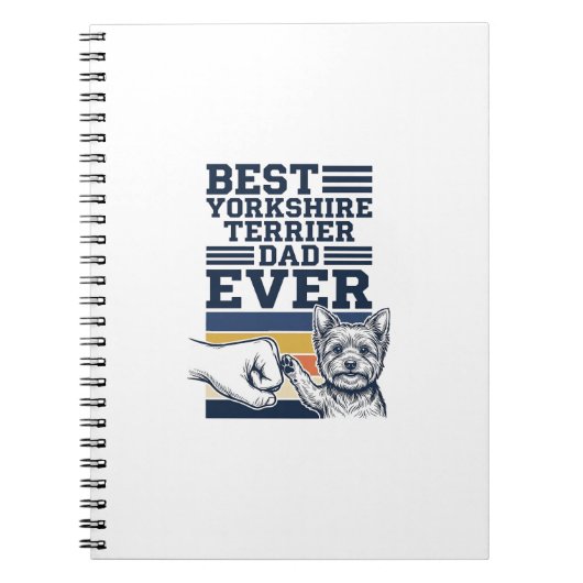 Yorkshire Terrier Dad Fist Bump Vintage Vector Des Notizblock (Vorderseite)