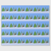 Yorkshire Terrier dekoriert den Weihnachtsbaumwald Geschenkpapier (Flach)