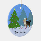 Yorkshire Terrier dekoriert den Weihnachtsbaumwald Keramik Ornament (Rechts)