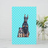 Yorkshire Terrier Doberman Blue Polka Dots Briefpapier (Stehend Vorderseite)