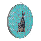 Yorkshire Terrier Doberman Blue Polka Dots Dartscheibe (Vorderseite Links)