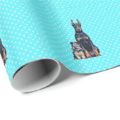 Yorkshire Terrier Doberman Blue Polka Dots Geschenkpapier (Rolleneckpunkt)