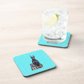 Yorkshire Terrier Doberman Blue Polka Dots Getränkeuntersetzer (Rechte Seite)