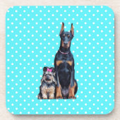 Yorkshire Terrier Doberman Blue Polka Dots Getränkeuntersetzer (Vorderseite)