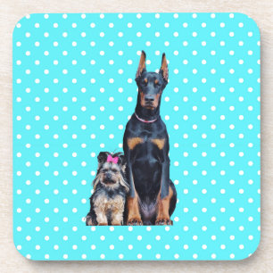 Yorkshire Terrier Doberman Blue Polka Dots Getränkeuntersetzer