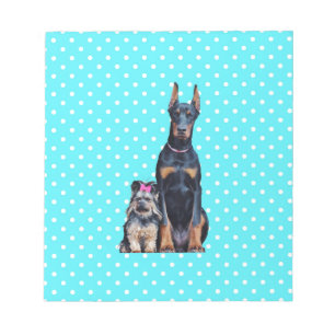 Yorkshire Terrier Doberman Blue Polka Dots Notizblock