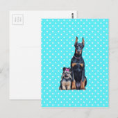 Yorkshire Terrier Doberman Blue Polka Dots Postkarte (Vorne/Hinten)