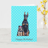 Yorkshire Terrier Doberman Happy Birthday Greeting Karte (Gelbe Blume)
