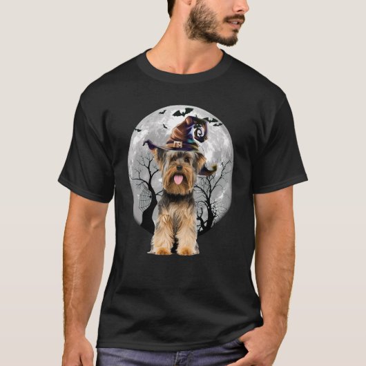 Yorkshire Terrier Dog And Moon Halloween Costume D T-Shirt (Vorderseite)