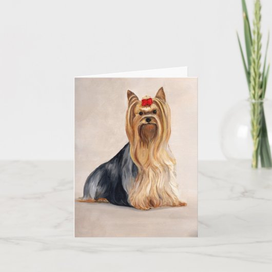 Yorkshire Terrier Dog Art Oil Painting Note Card Karte (Vorderseite)