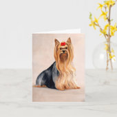 Yorkshire Terrier Dog Art Oil Painting Note Card Karte (Gelbe Blume)