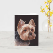Yorkshire Terrier Dog Art Oil Painting Note Card Karte (Gelbe Blume)