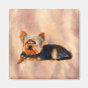 Yorkshire Terrier Dog Art Watercolor Portrait Magnet