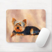 Yorkshire Terrier Dog Art Watercolor Portrait Mousepad (Mit Mouse)