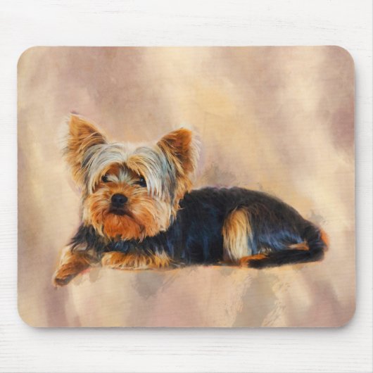 Yorkshire Terrier Dog Art Watercolor Portrait Mousepad (Vorne)