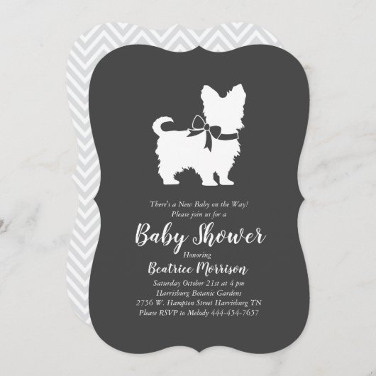Yorkshire Terrier Dog Baby Shower Gender Neutral Einladung (Vorne/Hinten)