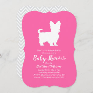 Yorkshire Terrier Dog Baby Shower Pink Girl Einladung