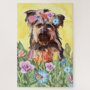 Yorkshire Terrier Dog Blume Puzzle