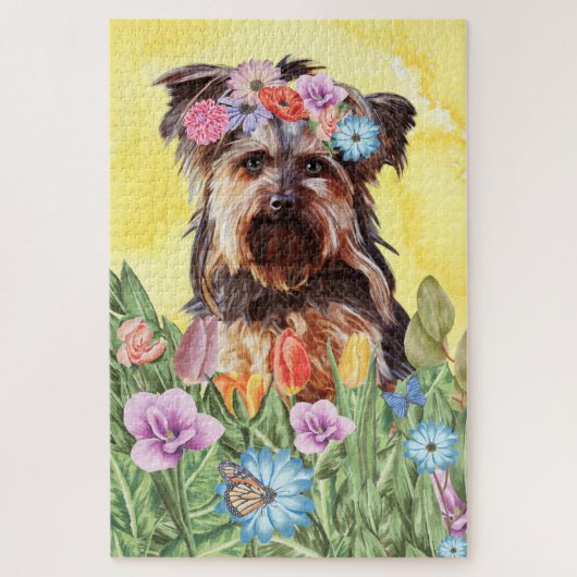 Yorkshire Terrier Dog Blume Puzzle (Vertikal)