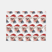 Yorkshire Terrier Dog Breed Christmas Stars Fleecedecke (Vorderseite (Horizontal))