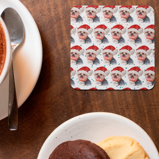 Yorkshire Terrier Dog Breed Christmas Stars Rechteckiger Pappuntersetzer