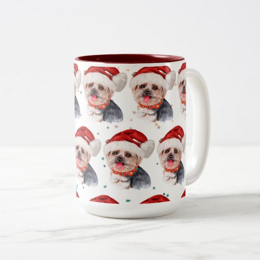 Yorkshire Terrier Dog Breed Christmas Stars Zweifarbige Tasse (VorderseiteRechts)