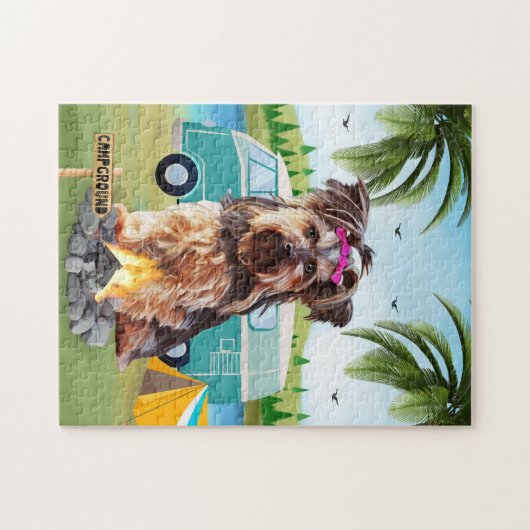 Yorkshire Terrier Dog Camping Puzzle (Horizontal)