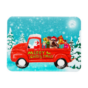 Yorkshire Terrier Dog Christmas Delivery Truck Magnet