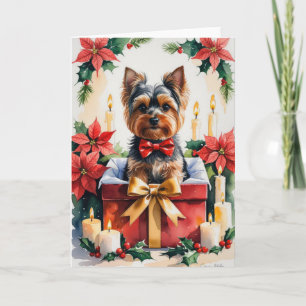 Yorkshire Terrier Dog Christmas Grußkarte Karte